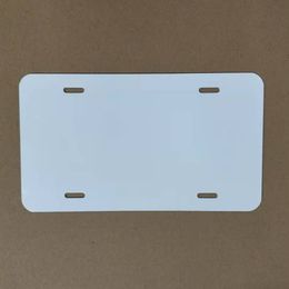 Wholesale Sublimation Aluminium Licence Plate Blank White Aluminium Sheet DIY Thermal Transfer Advertising Plates Custom 15*30Cm 4Holes 0516