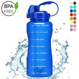 BuildLife Tritan Gallon Water Bottle 128OZ/64OZ 3.8L/2L With Unique Timeline/Measurements/Goal Marked Times BPA free Sports Gym 201106