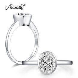 AINUOSHI 925 Sterling Silver 1.25 CT Oval Cut Bezel Solitaire Rings Engagement Simulated Diamond Wedding Silver Rings Jewelry Y200107