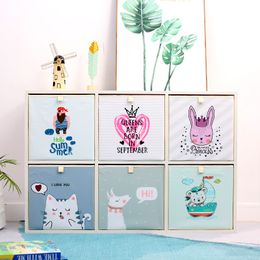 New Cartoon toy Box Folding Storage Bins Wardrobe drawer clothes basket kids toys Organiser Y1113