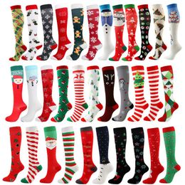 Christmas Socks for Women Men Multi Colourful Patterned Knee High Socks Holiday Long Socks Fashion Xams Socking