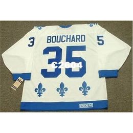 Men #35 DAN BOUCHARD Quebec Nordiques 1984 CCM Vintage RETRO Home Away Home Hockey Jersey or custom any name or number retro Jersey