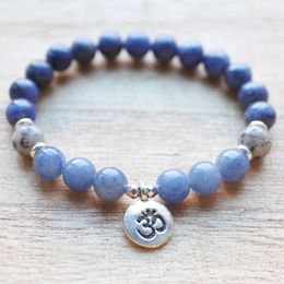 MG1326 Natural Brazil Blue Aventurine Bracelet Sodalite Sesame Jasper Mala Energy Bracelet Emotional Healing Jewelry