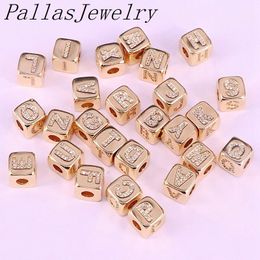 10Pcs new gold cz initial alphabet letter A-Z Square diy loose bead Fits charms bracelet for women men Jewellery Y200730