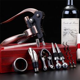 9 Pcs/set Zinc Alloy Rabbit Shape Red Wine Opener Tool Set Cork Bottle Opener Kit Professional Corkscrew Pourer Set Gift Box Set 201223