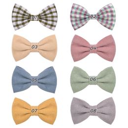 Girl Hair Accessories hair bow 2.1" Candy Colour Handmade bow hairpin Plaid Solid Colour girl hairbands Barrettes