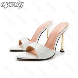 Summer women sandals snake print Strappy Mules high heels Slippers Sandals flip flops Pointed toe Slides Party shoes Woman Y220225