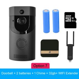 FreeShipping 720p HD WIFI Doorbell B30 IP65 waterproof Smart video Door chime 720P wireless intercom FIR Alarm IR night vision IP camera