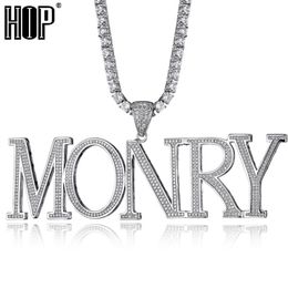 Hip Hop Nome personalizzato Bubble Cubic Zirconia Bling Combinazione Parole Iced Out Pendenti a catena Collane per gioielli da uomo 201014