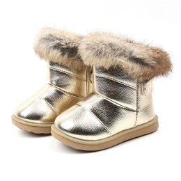 COZULMA Baby Snow Boots for Girls Boys Winter Boots Baby Rabbit Fur Warm Plush Winter Shoes Kids Warm Cotton Shoes Boots LJ201104