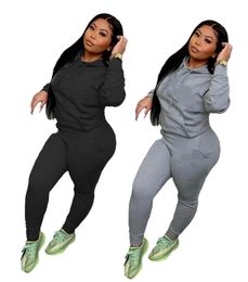 Fall winter Women jogger suit plus size 2X outfits long sleeve tracksuits hood hoodiles+pants two piece set casual black sweatsuits 4362