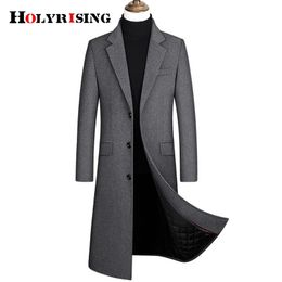 winter over the knee long men's fashion slim wool coat luxury high quality business gentleman youth thick warm wool coat 201119