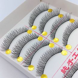 Handmade Short False Eyelashes 10 Pairs Cotton Thread Stem Natural Lashes