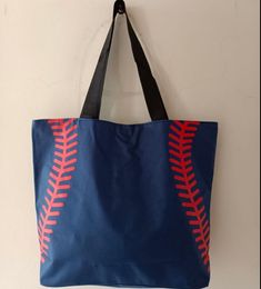 outdoor handbag baseball stitching bags 5 colors 16.5*12.6*3.5inch mesh handle Shoulder Bag stitched print Tote HandBag Canvas Sport Travel Beach