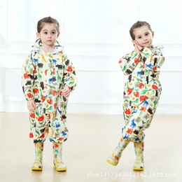 Cute Animal Baby Jumpsuits Rain Snow Coat Waterproof Polyester Rain Coat Children Windproof Poncho for Kindergarten Student 201106