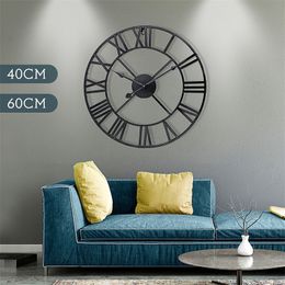 Newest 40cm/60cm Wall Clock Vintage Home Decor Livingroom Roman Round Shape Wall DecorativeHome Decoration Accessories Clock 201202