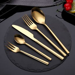 KuBac Hommi Golden Cutlery Set 18/10 stainless steel Silverware Gold Dinnerware Set Service For 6 Drop Shipping 201116