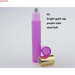 50pcs 15ML plastic roll on Bottle/steel bead ball Sample Perfume Vial,Small Essential Oil bottle Lip oil metal cap/purplehigh qualtity
