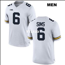 3740 Michigan Wolverines Myles Sims #6 real Full embroidery College Jersey Size S-4XL or custom any name or number jersey
