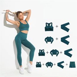 ropa deportiva gym mujer UK - Seamless Yoga Set Women Sport Workout Clothes for Sportswear Outfit Gym Clothing Suit Ropa Deportiva Mujer 211222