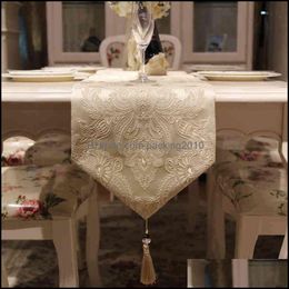 Table Runner Cloths Home Textiles & Garden European Embroidered Floral Luxury Modern Rice White Flag Decor For Dining Shoe Cabinet With Tass