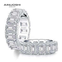 AINUOSHI 925 Sterling Silver Halo Band Rings Women Engagement Simulated Diamond Wedding Bridal Full Rings Jewellery Gifts Y200106