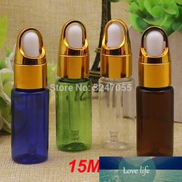 15ML 50pcs 100pcs Empty Plastic Cosmetic Essential Oil Bottle, Green Essence Container with Basket Cap, Glass Pipetts Bottles