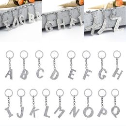 Fashion Lady Rhinestone Keyring Silver Plated Alphabet Inlay Charms Keychain Cute Lanyard Car Wallet Key Holder Buckle 2 4zj G2