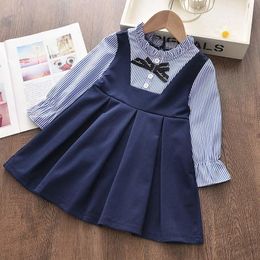 Bear Leader Girls Dresses Spring New Baby Girl Dress Striped with Bow Long Sleeves Princess Dress for Girl Kids Clothes Vestidos LJ200923