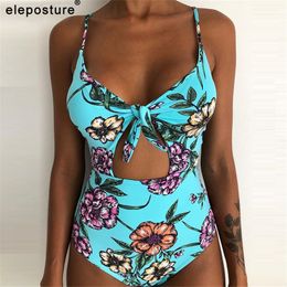 2020 Sexy One Piece Swimsuit Women Swimwear Push Up Monokini Cut Out Bathing Suits Print Beach Wear Swimming Suit For Women XXL T200708