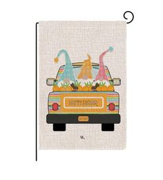 Happy Easter Bunny Garden Flag Double Sized 12.5 x 18 Inch Spring Rabbit House Flag Yard Outdoor Decoration Burlap RRD13503