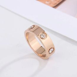 Classic design with diamond ring, titanium steel letter ring for men and women, couple rings without box