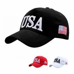 Usa 3d Embroidery Baseball Caps Adults Womens Mens Adjustable Snapback Cotton Curved Hats Sports Sun Visor Red Black White Color Wholesale