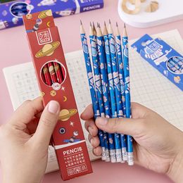 Gift 10pcs/set Pen Professional Drawing Pencil Set HB Cartoon Planet Painting Pencils With Eraser Writing Stationery Supplies 0853