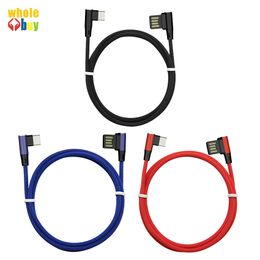 USB C type c Data Cable Portable 90 Degree Dual Type-C 2.4A Charger TPE Cable Sync For xiaomi 5 Samsung S8 huawei P9 300pcs