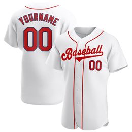 Custom White Red-Navy-89809 Authentic Baseball Jersey