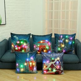 hot Christmas Luminous pillow case Indoor living room car sofa cushion cover red Christmas pillowcase cushion cover 5 style T2I51656