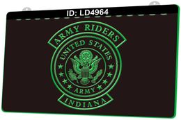 LD4964 United States Army Riders Indiana 3D Engraving LED Light Sign Wholesale Retail