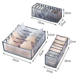 Bra Storage Boxes Underwear Clothes Organizer Drawer Nylon Divider Closet Organizer Foldable 6/7/11 Grids Separated Drawer Organizer