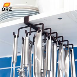 ORZ 18 Hooks Kitchen Utensils Storage Holder Cup Drying Rack Cupboard Hanging Hook Closet Organizer for Tie Scarf Mug Holder Y200429