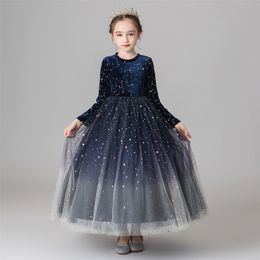 Girls princess dress autumn winter new Teen girl long-sleeved mesh dress for girl wedding Party Christmas costumes 5 8 10 LJ200923