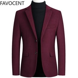 Fashion Mens Coats and Jackets Male One Piece Blazer Top Wool Blends Suit Men Jacket Spring Smart Casual Coat Solid Two Buttons LJ201106