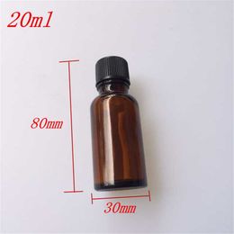 10 pcs 30x80 mm Brown Glass Essential Oil Bottles With Black Plastic Common Screw Cap DIY 20 ml Empty Containers