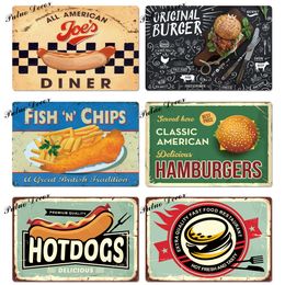 2021 Fast Food Tin Sign Vintage Metal Sign Plaque Cocktail Hot Dog Wall Decor for Kitchen Cafe Diner Bar Metal Signs 20x30cm Art Painting