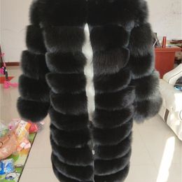 New brand black fox fur coat winter warm clothes fashion style real natural fox fur coat 201031