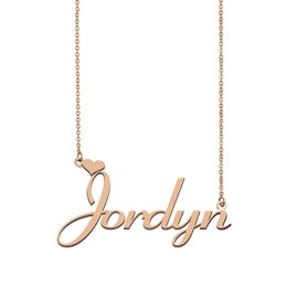 Jordyn name necklaces pendant Custom Personalised for women girls children best friends Mothers Gifts 18k gold plated Stainless steel Jewellery