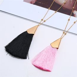 new pattern chain Canada - Pure Color Tassels Women Necklace Jewelry Plated Gold Lady Fashion Necklaces Alloy Chain New Pattern 2 35qm J2B