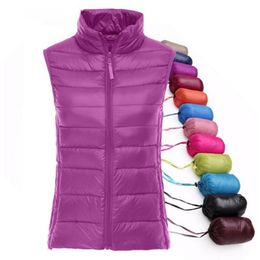 Spring autumn women 90% white duck down vest waistcoat soft warm thin Ultra Light waistcoat jacket female brand vest coat 201027