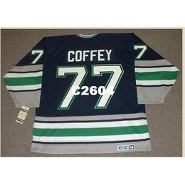 Men #77 PAUL COFFEY Hartford Whalers 1996 CCM Vintage RETRO Hockey Jersey or custom any name or number retro Jersey
