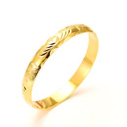24kGold Bangle Women Fine Solid Gold GF Dubai Bride Wedding Bracelet Jewellery Yellow Gold Charm gift 1pcs or 4pcs select